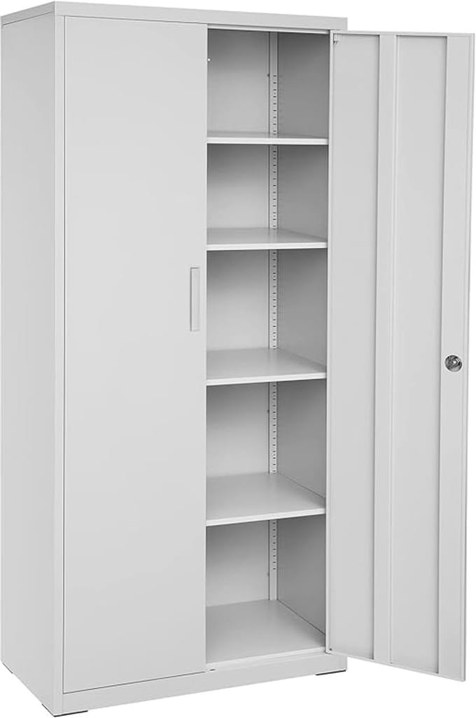 MAZAZU - Archiefkast - 2 Deuren - 5 planken - Grijs - 80x40x180