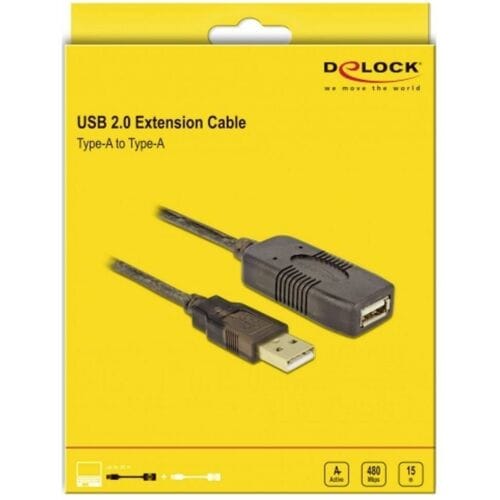 Delock 82689 USB-kabel USB 2.0 USB-A stekker, USB-A bus 15.00 m Meerdere kleuren