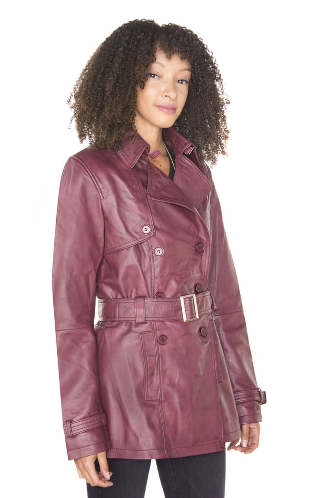 Trenchcoat van nappaleer voor dames-Mosul
