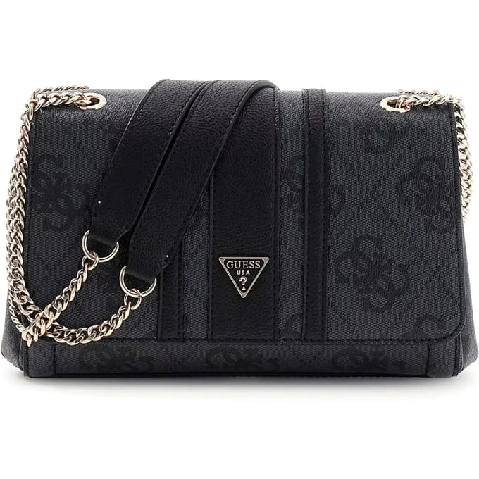 GUESS schoudertas Noelle II Convertible Xbody Flap Bag Coal Logo donkergrijs