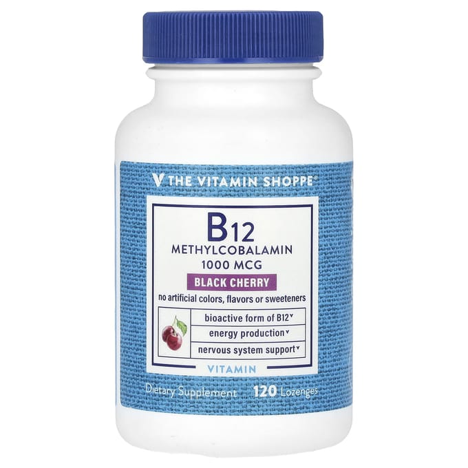 The Vitamin Shoppe, Zwarte Kers, B12, 1.000 mcg, 120 Zuigtabletten