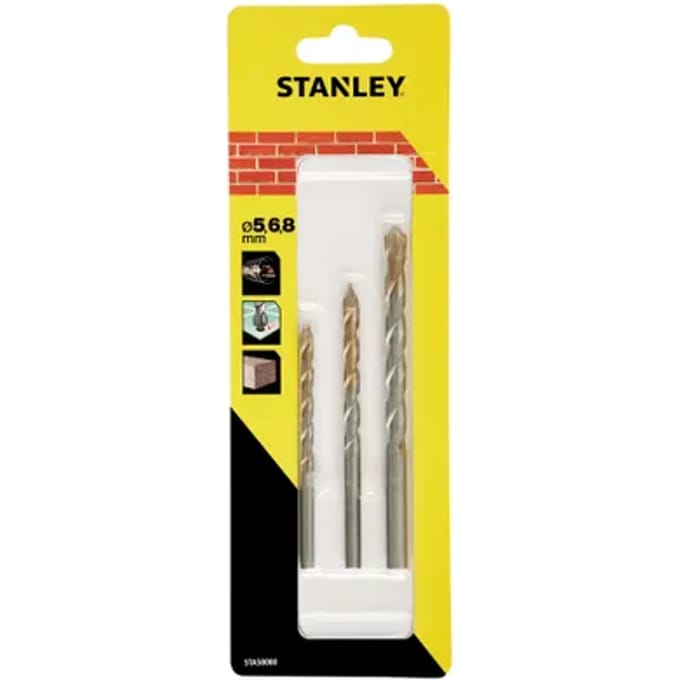 Stanley Carbide Metselboor Set - Diam. 5/6/8mm - 3 Stuks