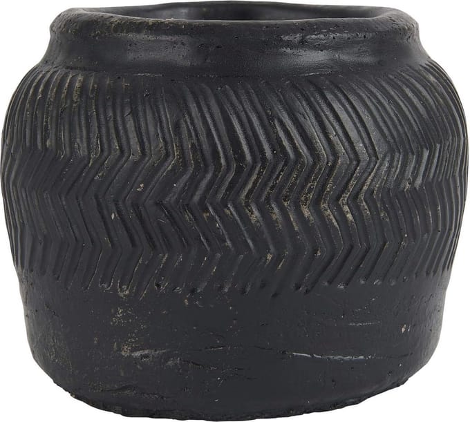 Ib Laursen - Bloempot Ceasar - Zwart cement - Handgemaakt - Uniek