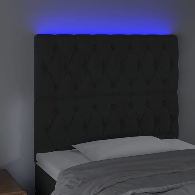 vidaXL - Hoofdbord - LED - 90x7x118/128 - cm - fluweel - zwart