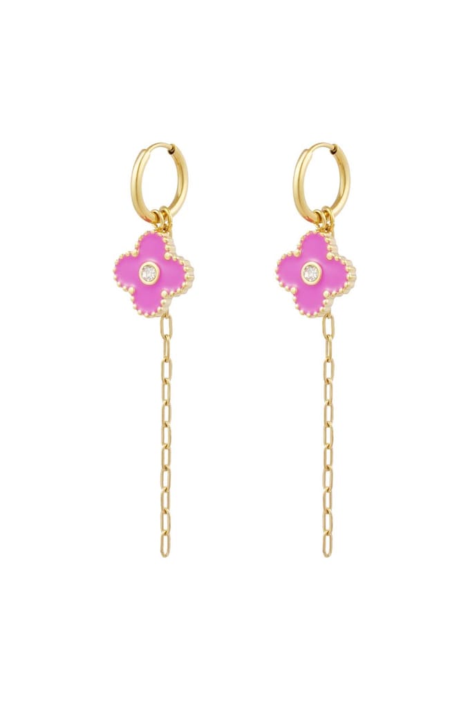 YWG - Oorbellen wonderful clover - roze Goud kleur
