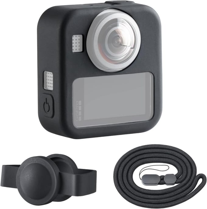 Beschermset voor Action Camera - Siliconen Hoes, Lensdop en Verstelbare Polsband