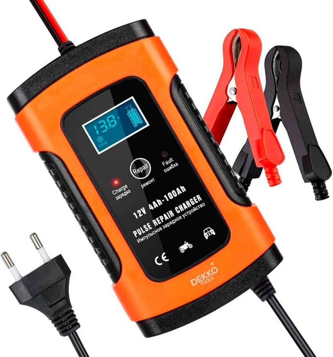 DEKKO TOOLS Acculader Druppellader - 12V universeel voor auto, motor, boot - 4Ah-100Ah