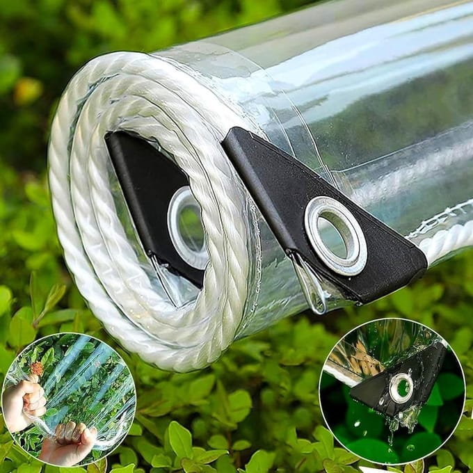 Afdekzeil Transparant - Waterdicht PVC - Bescherming Buiten - Scheurvast Met Ogen - 3 x 3 Meter