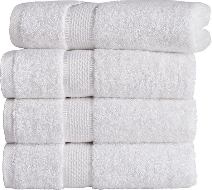 Homéé® Handdoek Ruche wit 50x100 cm gekamde katoen 550g. m² 4 stuks