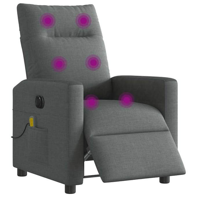 vidaXL - Massagestoel - elektrisch - verstelbaar - stof - donkergrijs