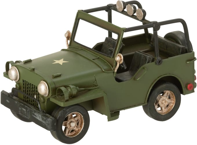J-Line decoratie 4x4 Antiek - metaal - kaki groen