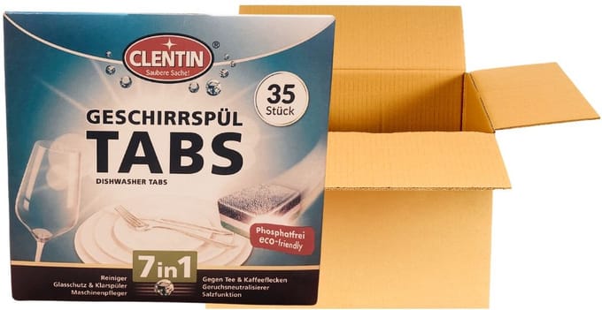 Clentin Vaatwastabletten 7-in-1 Tabs Doos 12x 35 stuks