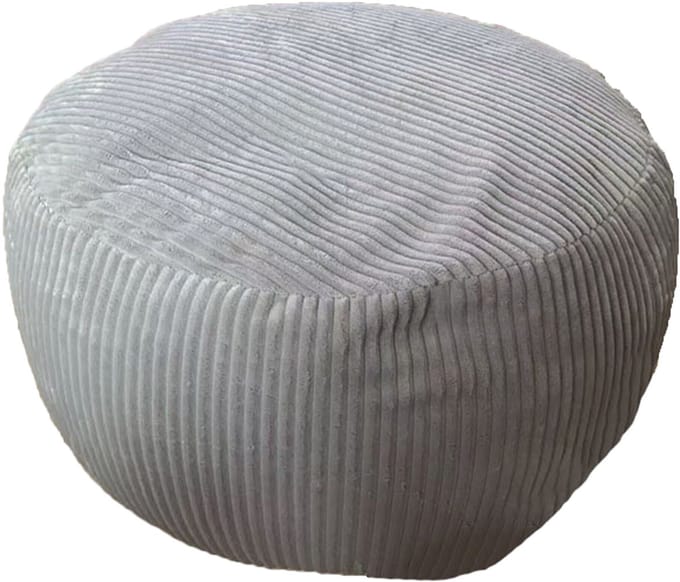 Poef - ⌀ 35 cm - ribstof - lichtgrijs