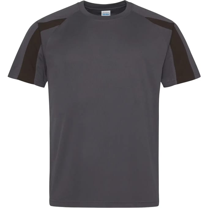 Just Cool Contrast Cool T JC003 - Charcoal (Solid)/Jet Black - M