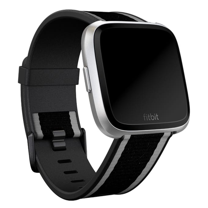 Woven band voor de Fitbit Versa / Versa 2 / Versa Lite - Maat L - Grey / Black