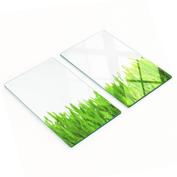 Set van gehard glazen keukenplanken met graspatroon 2x30x52 cm