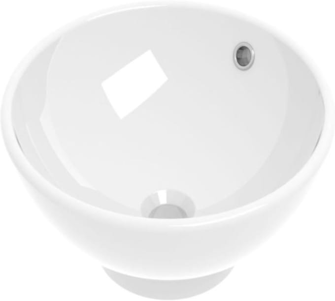 Basic Line Opbouw Waskom - 40x40x15 cm - Rond - Porselein - Glans Wit