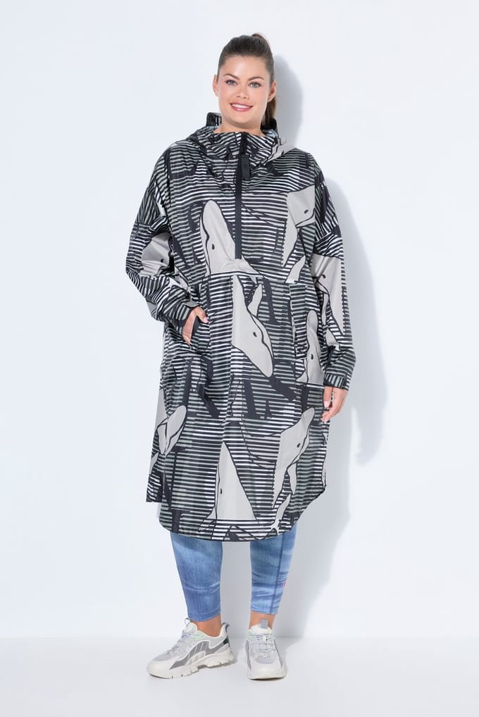 Laurasøn - Dames - Functionele regencape unisex print capuchon - Riet - Maat 1