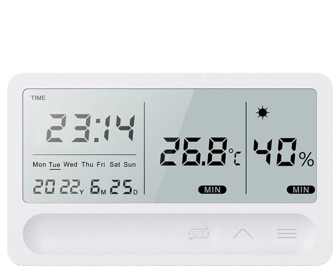 Luchtkwaliteitsmeter Interieur - Digitaal Klimaatdisplay - Binnenklimaat Monitoren - Geavanceerde Vochtbewaking - Temperatuur Vochtigheid - Wit