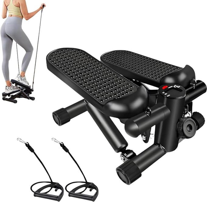 Mini Stepper - Cardio Trainer - Thuis Trainen - Met Weerstandsbanden - N.v.t. - Zwart