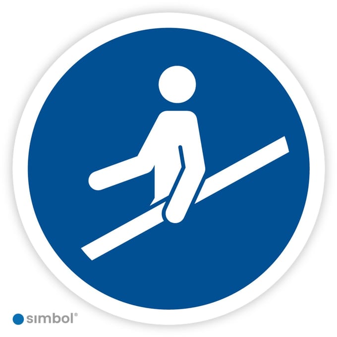 Simbol® - Stickers Trapleuning gebruiken verplicht (M012) - Formaat ø 30 cm.