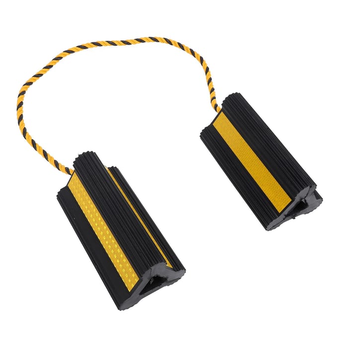 1 Paar Zware Wielkeggen Zwart Rubber Wielstopper met Nylon Touw en Gele Reflectie black