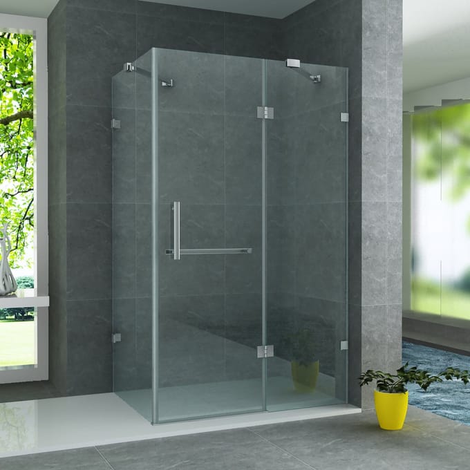 ALONI Douchecabine met Draaideur, Vast Wandje en Zijwand – 80x120x195 cm – 8 mm Veiligheidsglas – Chroom – Helder Glas – Omkeerbaar