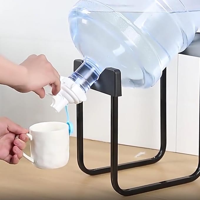 Flessenwaterstandaard en Dispenserkraan Stabiele Ondersteuning Afneembaar Universeel Vat Mineraalwater black
