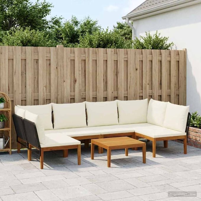 vidaXL - 7 - st - Massief - acaciahout - & - touw - Naturel