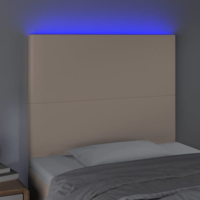 vidaXL - Hoofdbord - LED - 90x5x118/128 - cm - kunstleer - cappuccinokleurig