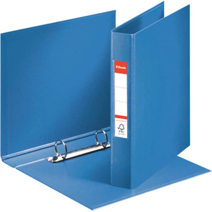 Esselte Duurzame Kartonnen 2-Rings Ringband voor A5 Documenten - 190 A4 Vel - Rugbreedte van 40mm - Blauw