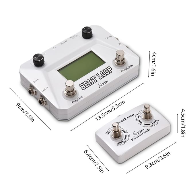 Rowin Drum Machine Pedaal Circulaire Opname Gitaar Looper Pedaal 40 Drums Ritme LCD Backlight wit