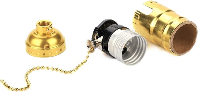 E27 Lampfitting met Trekkoord - Vintage Schroefbasis voor Tafellamp - Stevige Aluminium Fitting