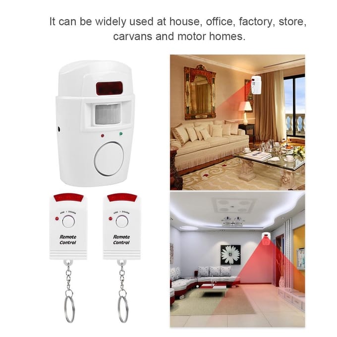 Draadloze PIR Bewegingssensor Detector Beveiligingsalarmsysteem Afstandsbedieningen voor Thuis Garage white