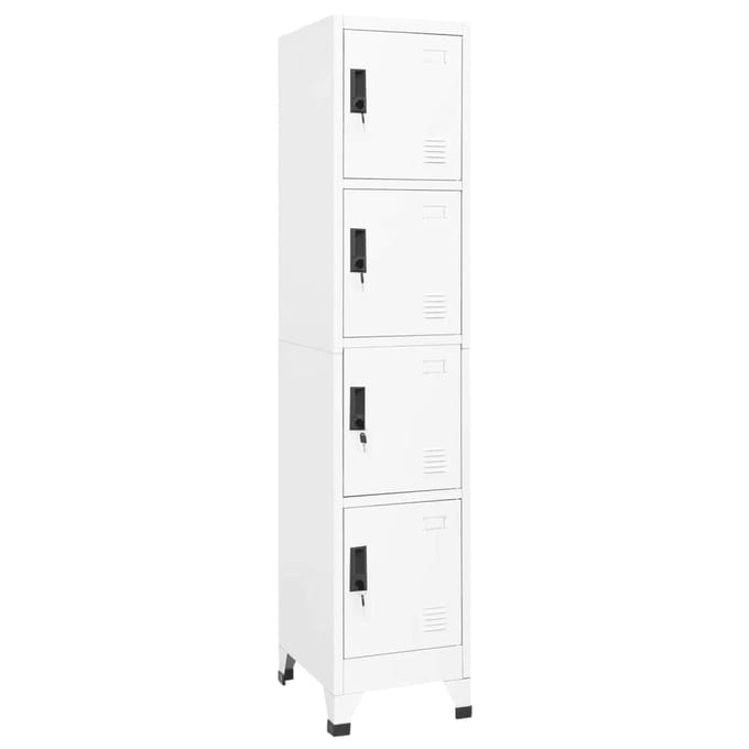 vidaXL - Lockerkast - 38x45x180 - cm - staal - wit