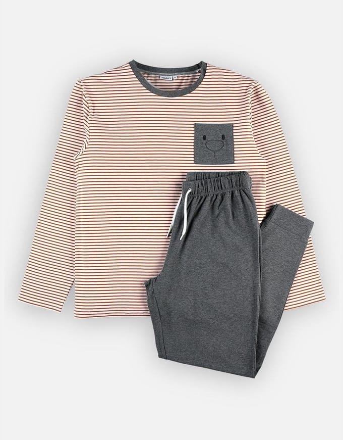 noukie's , pyjama, heren, streepje , katoen, small