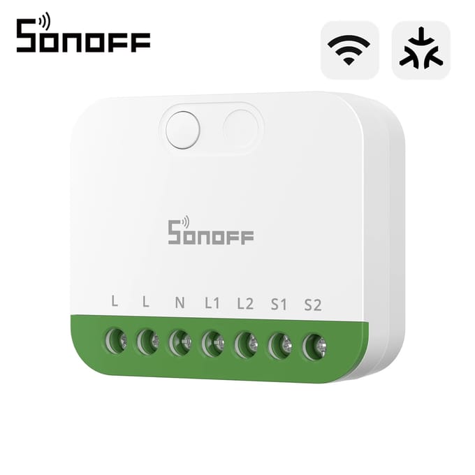 SONOFF MINI-2GS MINI DUO 2-voudige Matter Over WiFi slimme schakelaar met dubbele belastingsregeling, afneembare relaismodus, ondersteunt externe schakelaar, werkt met Alexa en Google Home