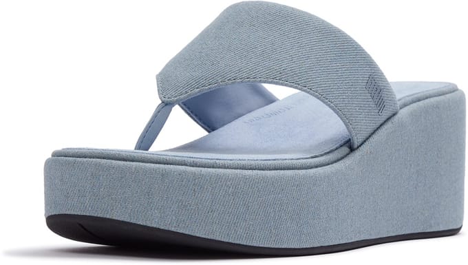 FitFlop Platfforms Denim Wedge Toe-Post Sandals Dames Sandalen - Light Denim