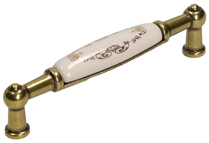 Gamet MLK-3 - Meubelgreep - Porseleinen Decor - Goud Antiek - 96 mm