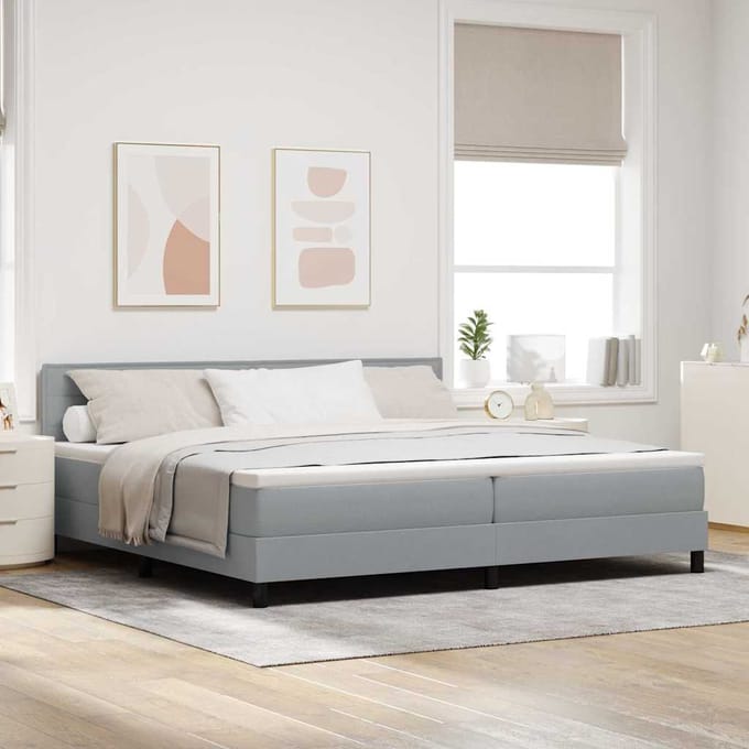 vidaXL - Boxspring - bed - met - hoofdeinde - Lichtgrijs - 200 - x - 200 - cm - Stof
