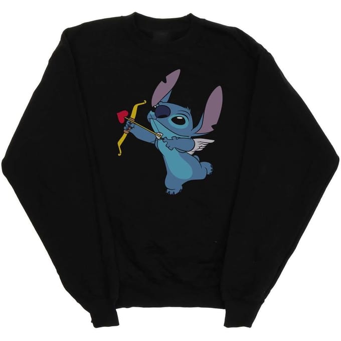 Disney Meisjes Lilo en Stitch Cupido Valentijn Sweatshirt (Zwart)