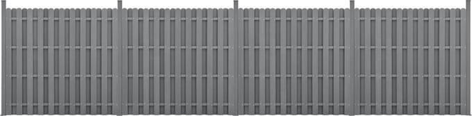 WPC Schuttingpaneel 11 planken met palen 185x747 cm grijs