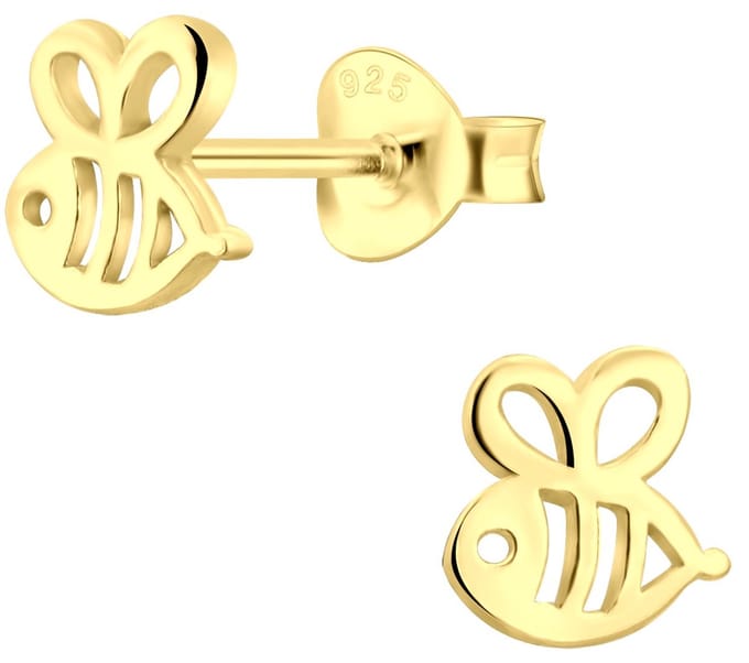 Joy|S - Zilveren Bij oorbellen - 5 x 6 mm - gold plated