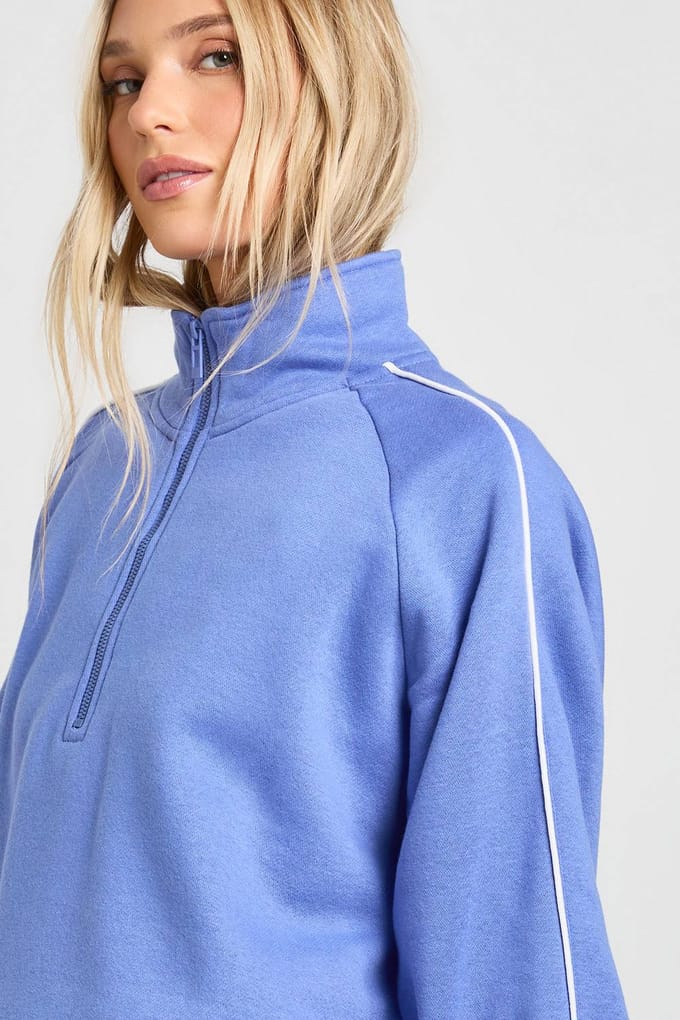 boohoo Dames Petite Half-zip Sweater Met Pijpendetail Korte Joggingpak | Lila | Maat: XS