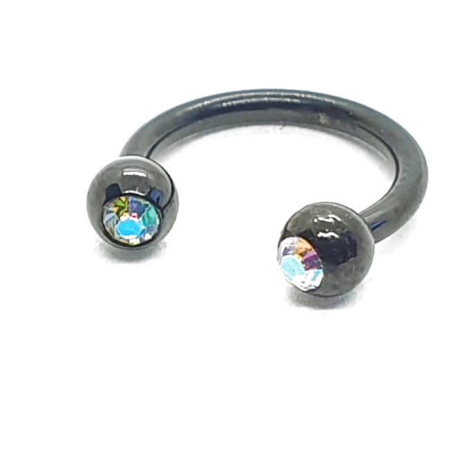 Zwart Met Steentjes - Neus / Septum / Helix Piercing