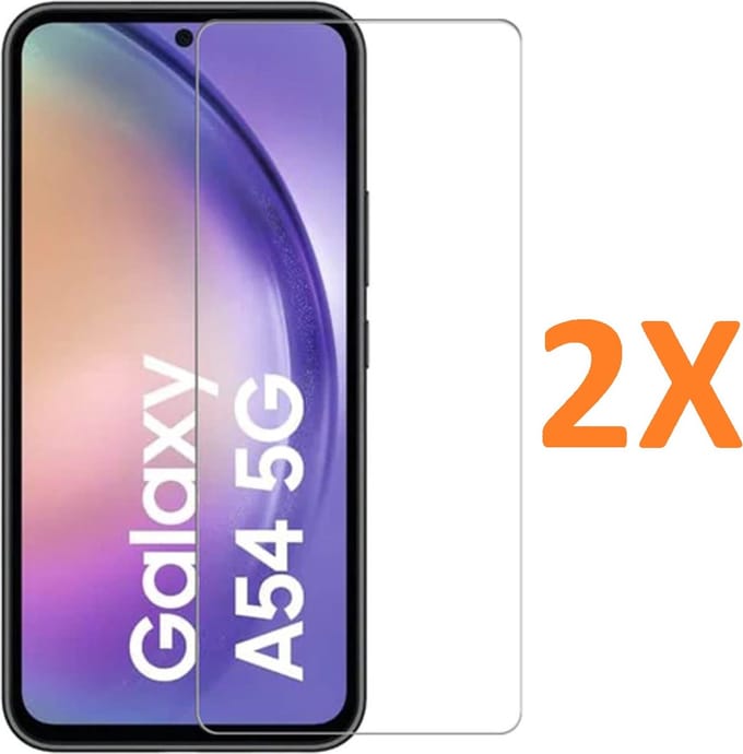 Screenprotector Glas - Tempered Glass Screen Protector Geschikt voor: Samsung Galaxy A54 - 2x