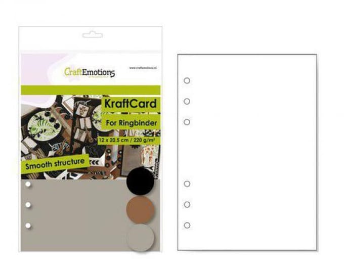 CraftEmotions karton kraft Ringband mix 12 vel 14,5x20,5cm - 220 gr - 6 Ring A5