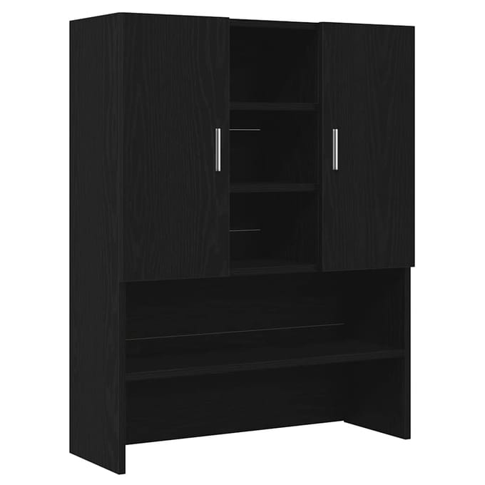 vidaXL - Wasmachinekast - 70,5x25,5x90 - cm - zwart - eikenkleurig