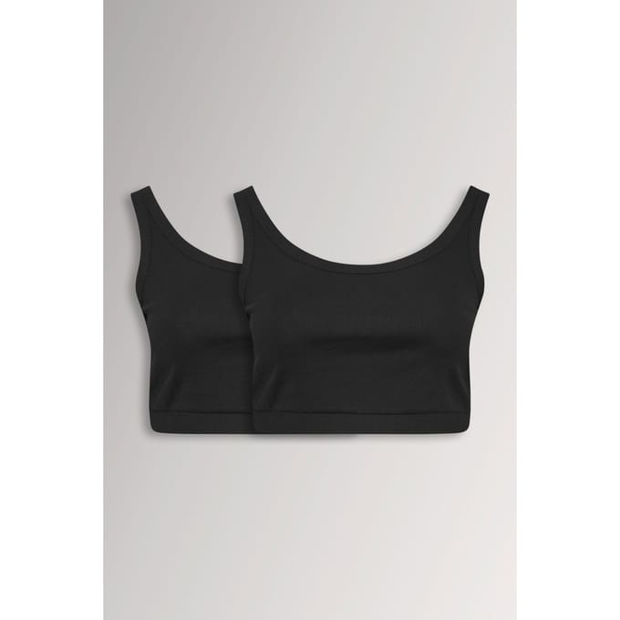 Yours Set Van Twee Paar Geribbelde Cropped Hemdjes In Zwart Size 44