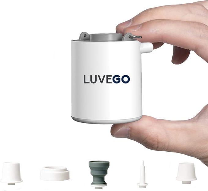 Luvego Mini Luchtcompressor & Luchtbed Pomp - Oplaadbare 3-in-1 Draagbare Luchtpomp met 400LM Lantaarn